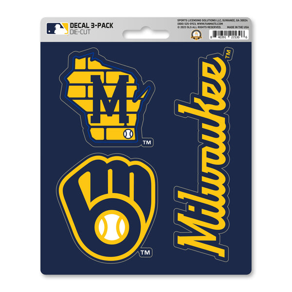 fanmats MLB - Milwaukee Brewers Decal 3-pk