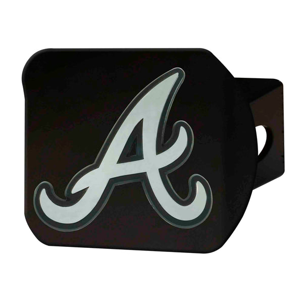 fanmats MLB - Atlanta Braves Chrome on Black Hitch Cover