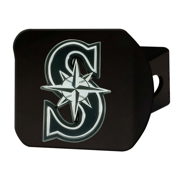 fanmats MLB - Seattle Mariners Chrome on Black Hitch Cover