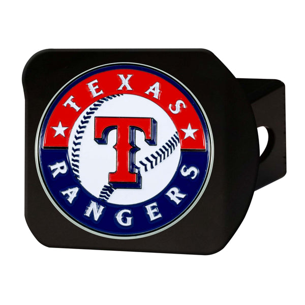 fanmats MLB - Texas Rangers Color on Black Hitch Cover