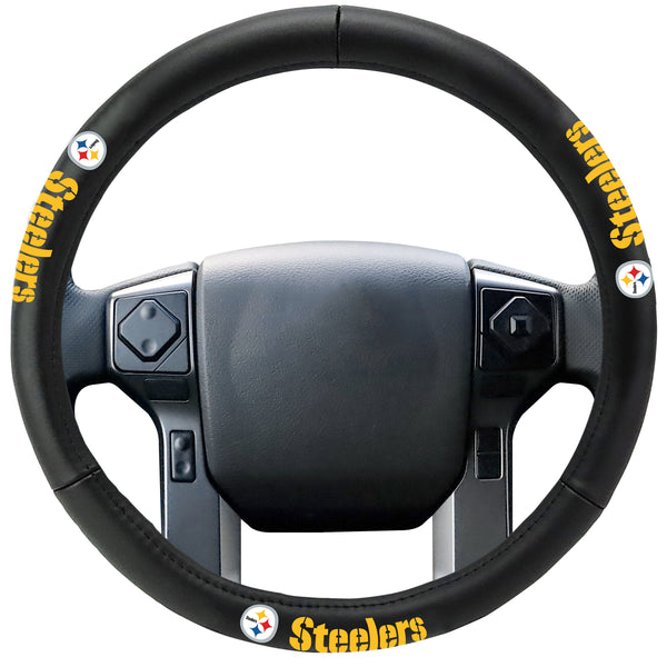 fanmats NFL - PITTSBURGH STEELERS Genuine Leather Steering Cover
