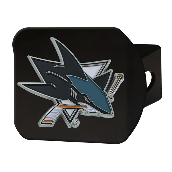fanmats NHL - San Jose Sharks Color on Black Hitch Cover