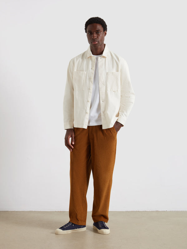 farah Adam Loose Tapered Fit Cord Trousers In Rich Tobacco