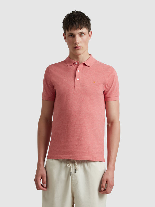 farah Blanes Organic Cotton Polo Shirt In Carnation Pink Marl