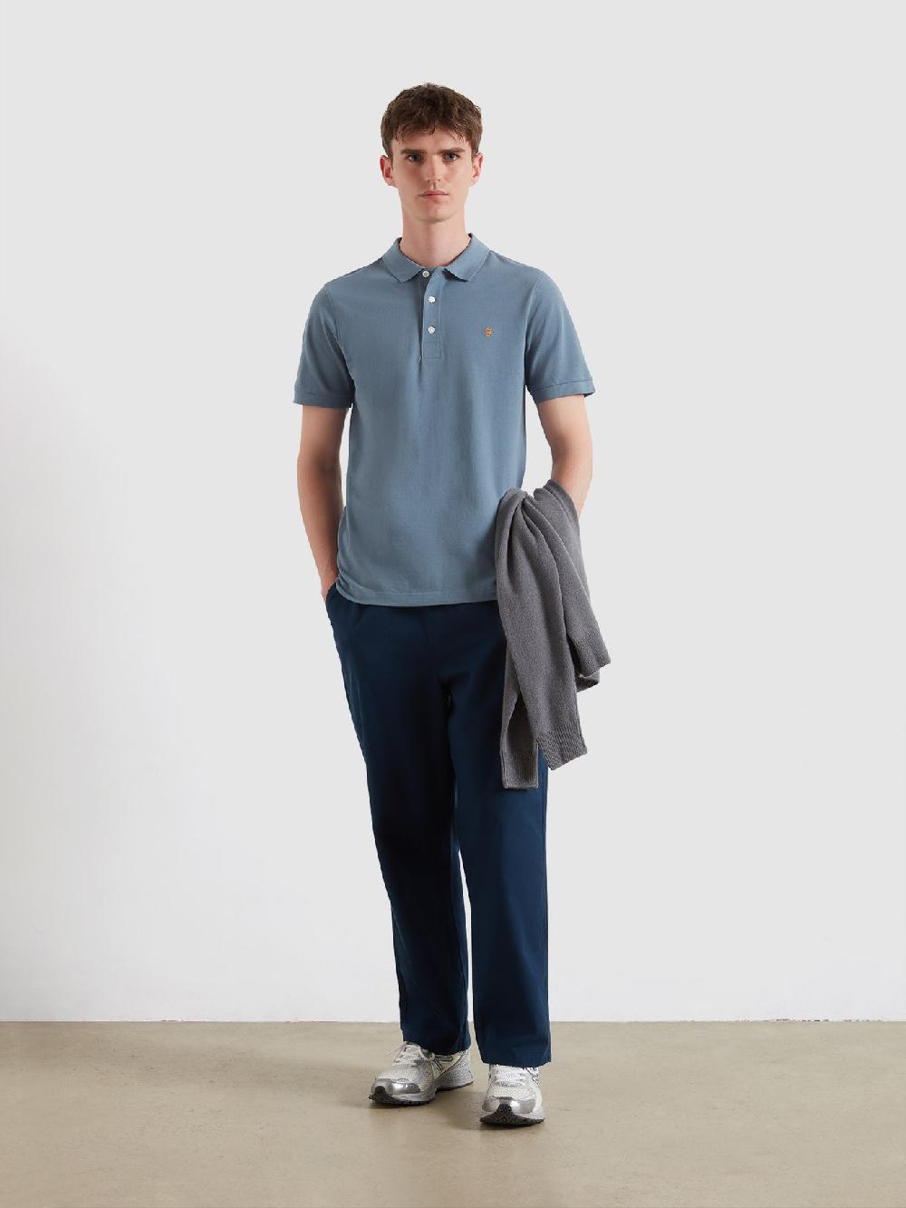 Farah Blanes Organic Cotton Polo Shirt In Chalk Blue
