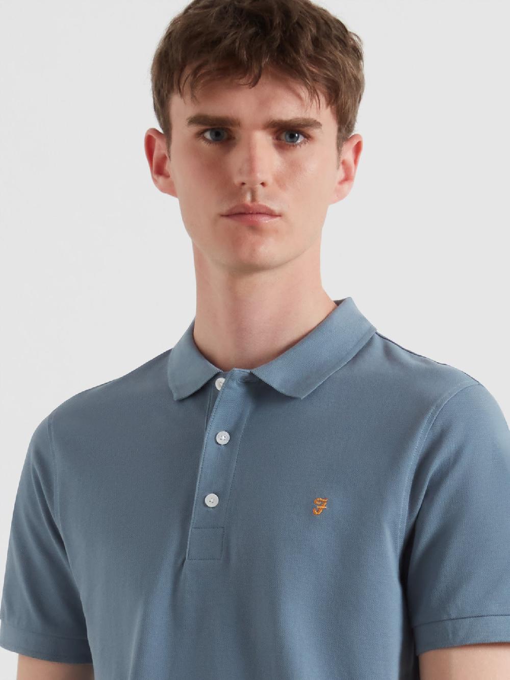 Farah Blanes Organic Cotton Polo Shirt In Chalk Blue
