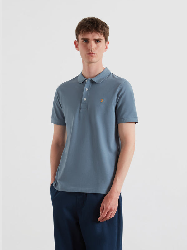 farah Blanes Organic Cotton Polo Shirt In Chalk Blue