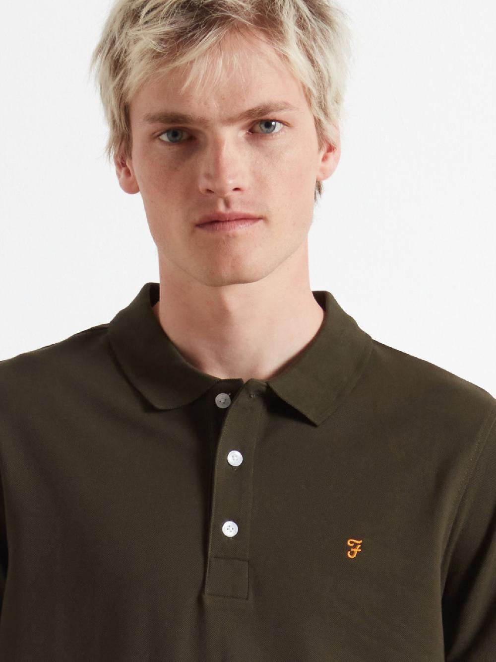 Farah Blanes Organic Cotton Polo Shirt In Evergreen