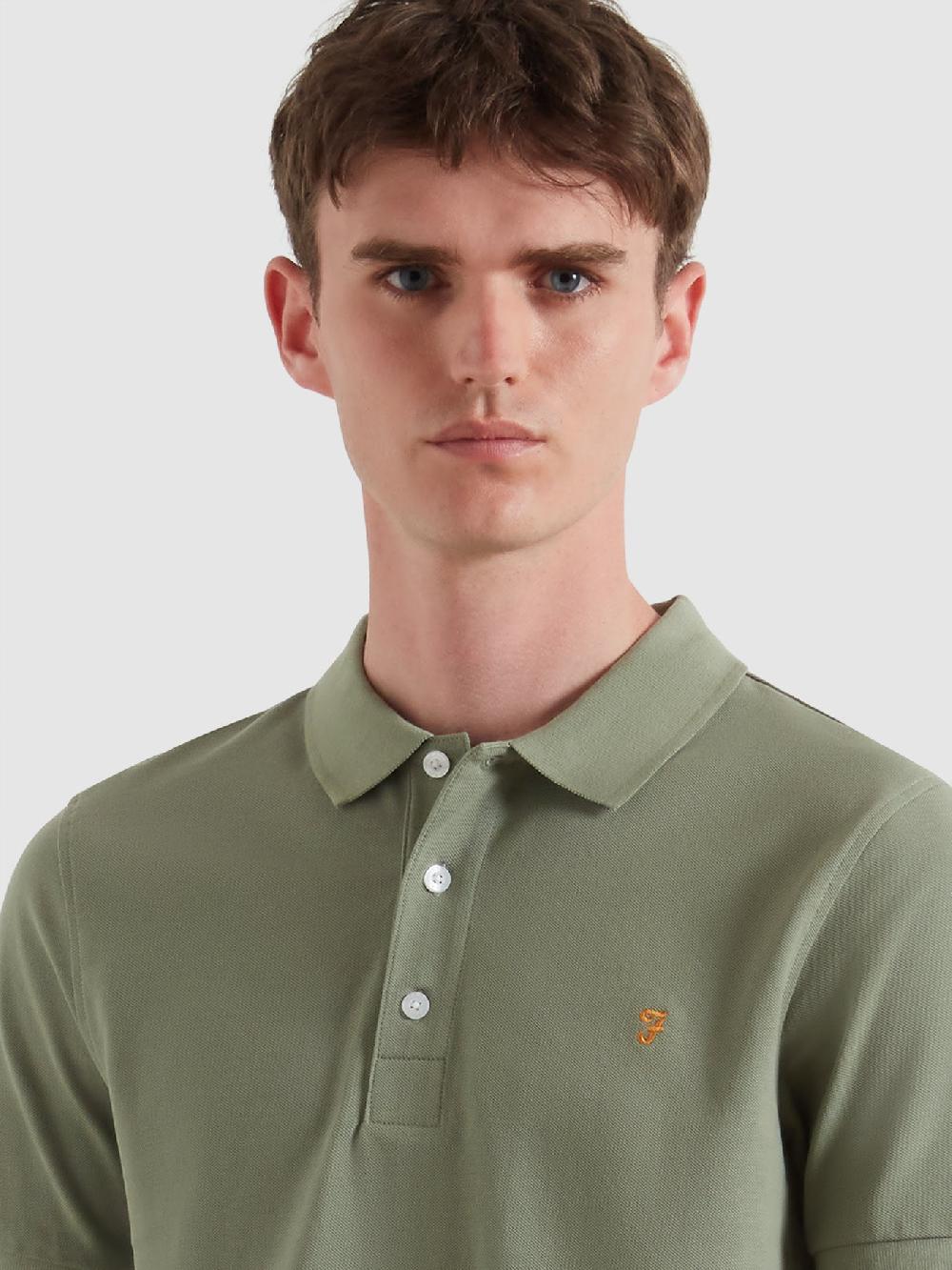Farah Blanes Organic Cotton Polo Shirt In Tarragon Green