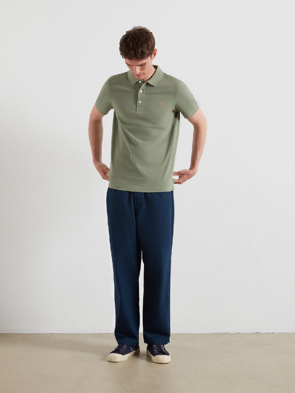 Farah Blanes Organic Cotton Polo Shirt In Tarragon Green