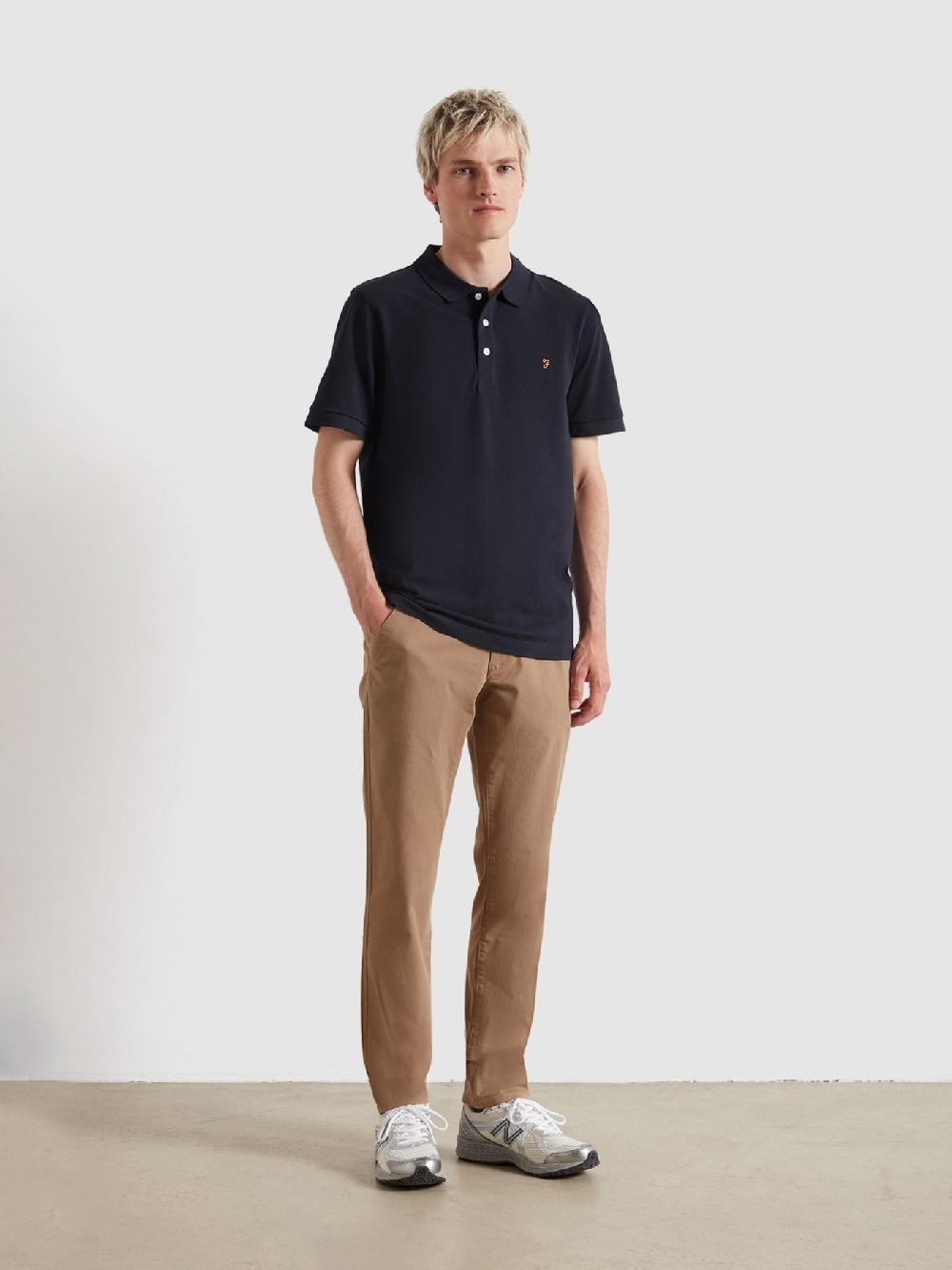 Farah Blanes Organic Cotton Polo Shirt In True Navy