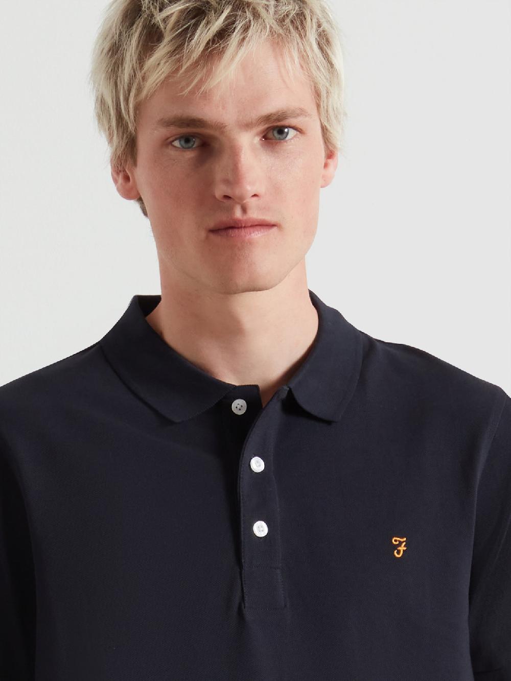 Farah Blanes Organic Cotton Polo Shirt In True Navy