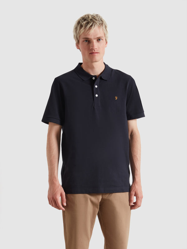 farah Blanes Organic Cotton Polo Shirt In True Navy
