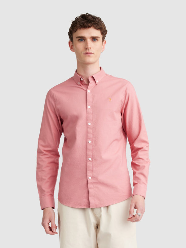 farah Brewer Slim Fit Organic Cotton Oxford Shirt In Carnation Pink