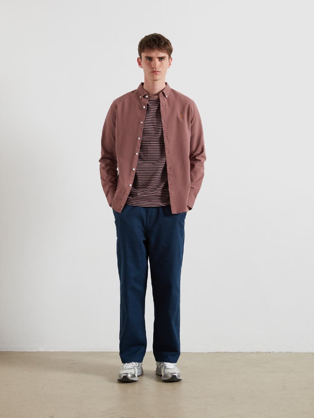 Farah Brewer Slim Fit Organic Cotton Oxford Shirt In Dusky Mauve