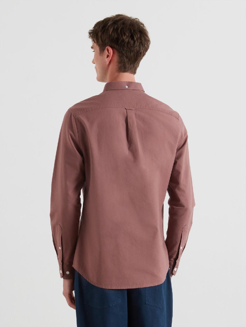 Farah Brewer Slim Fit Organic Cotton Oxford Shirt In Dusky Mauve