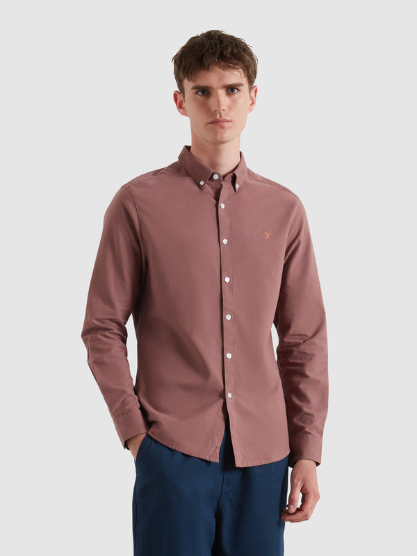farah Brewer Slim Fit Organic Cotton Oxford Shirt In Dusky Mauve