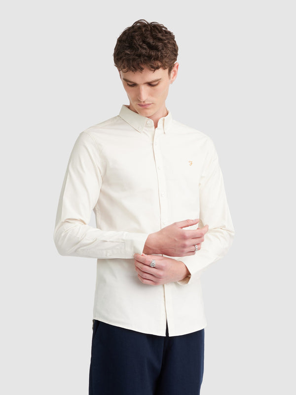 farah Brewer Slim Fit Organic Cotton Oxford Shirt In Ecru