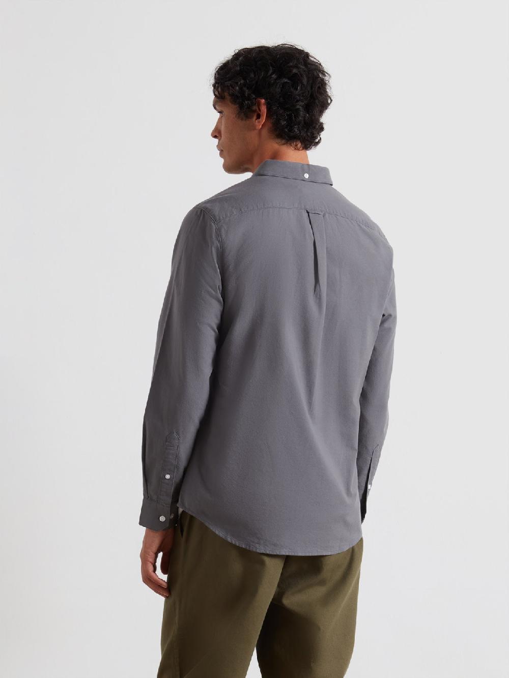 Farah Brewer Slim Fit Organic Cotton Oxford Shirt In Grey Shade