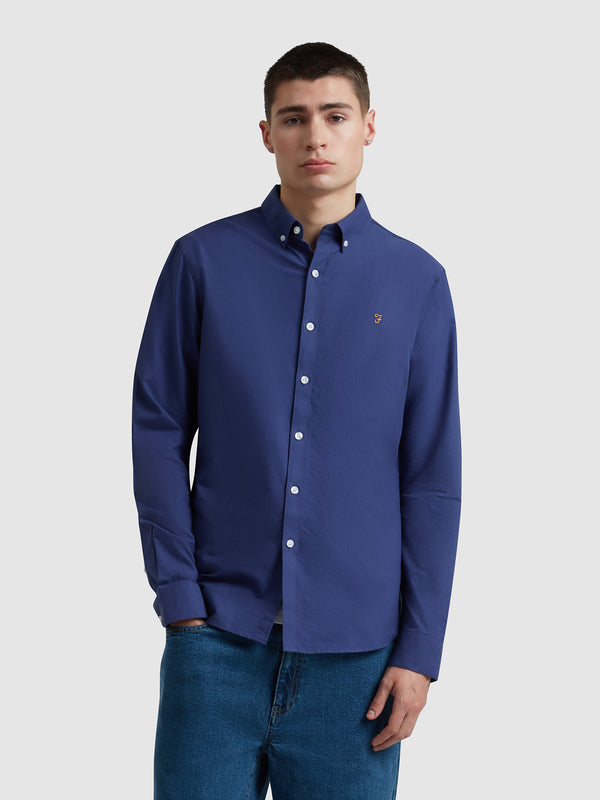 farah Brewer Slim Fit Organic Cotton Oxford Shirt In Sigil Blue