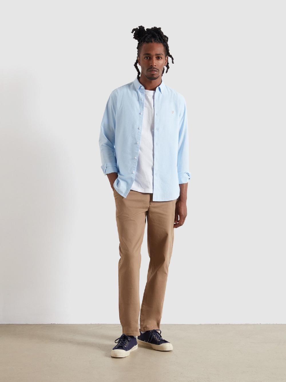 Farah Brewer Slim Fit Organic Cotton Oxford Shirt In Sky Blue