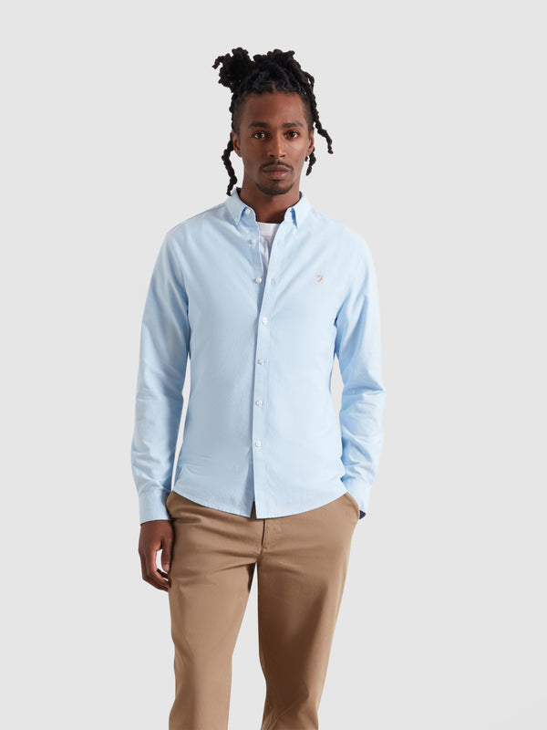 farah Brewer Slim Fit Organic Cotton Oxford Shirt In Sky Blue