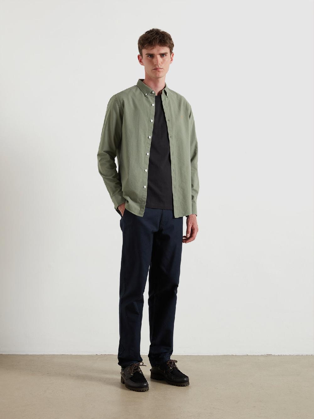 Farah Brewer Slim Fit Organic Cotton Oxford Shirt In Tarragon Green