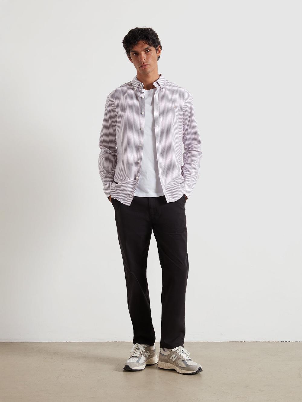 Farah Brewer Slim Fit Striped Organic Cotton Oxford Shirt In Bordeaux