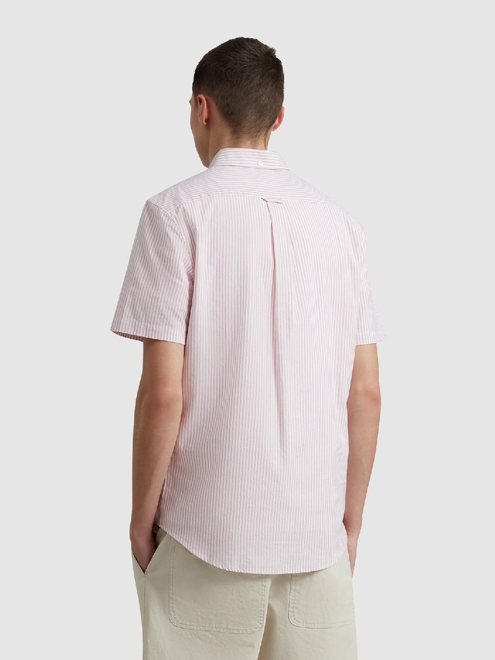 Farah Brewer Stripe Short Sleeve Shirt In Carnation Pink