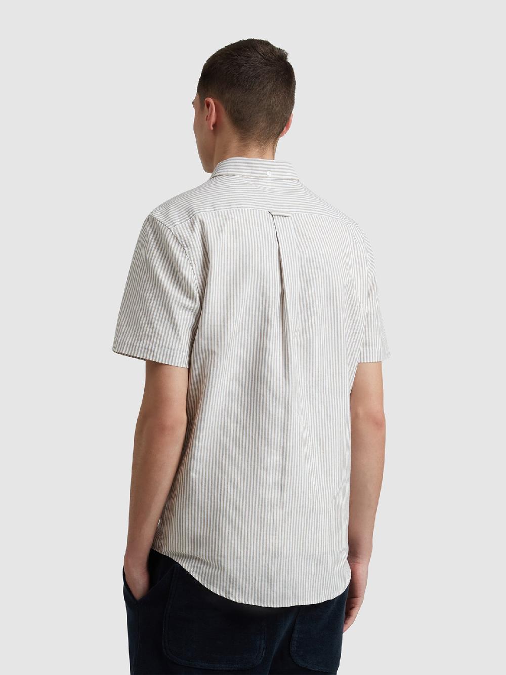 Farah Brewer Stripe Short Sleeve Shirt In Stained Oak