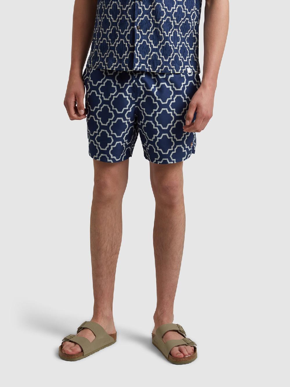 Farah Colbert Medieval Print Swim Shorts In Sigil Blue