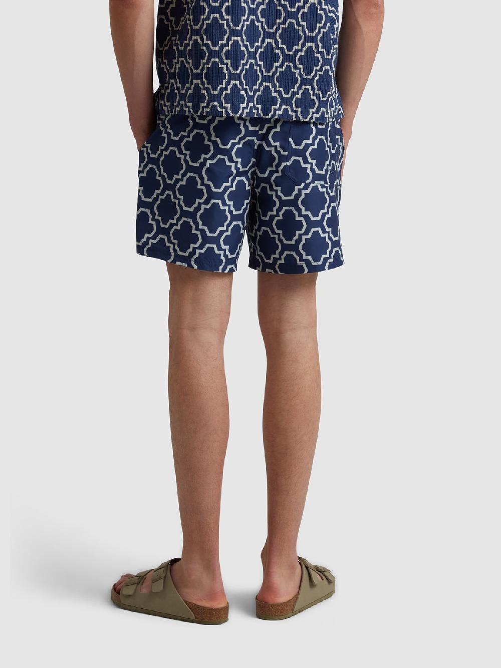 Farah Colbert Medieval Print Swim Shorts In Sigil Blue