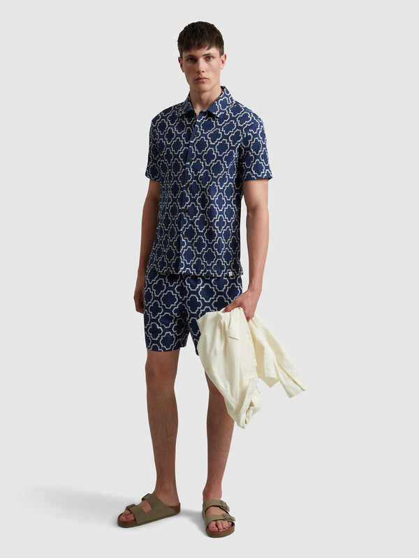 farah Colbert Medieval Print Swim Shorts In Sigil Blue