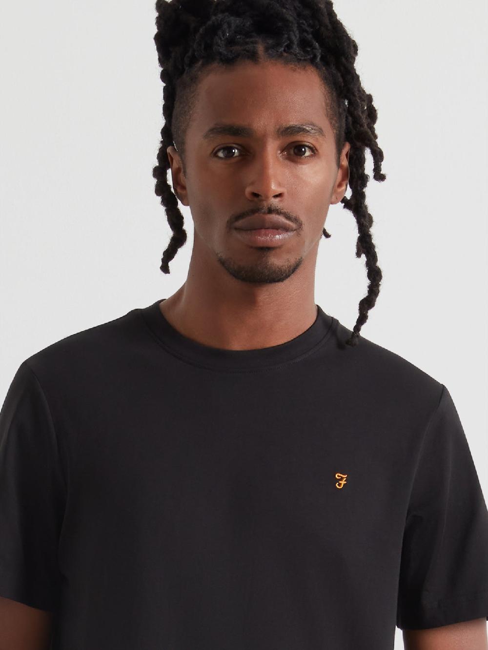 Farah Danny Regular Fit Organic Cotton T-Shirt In Black