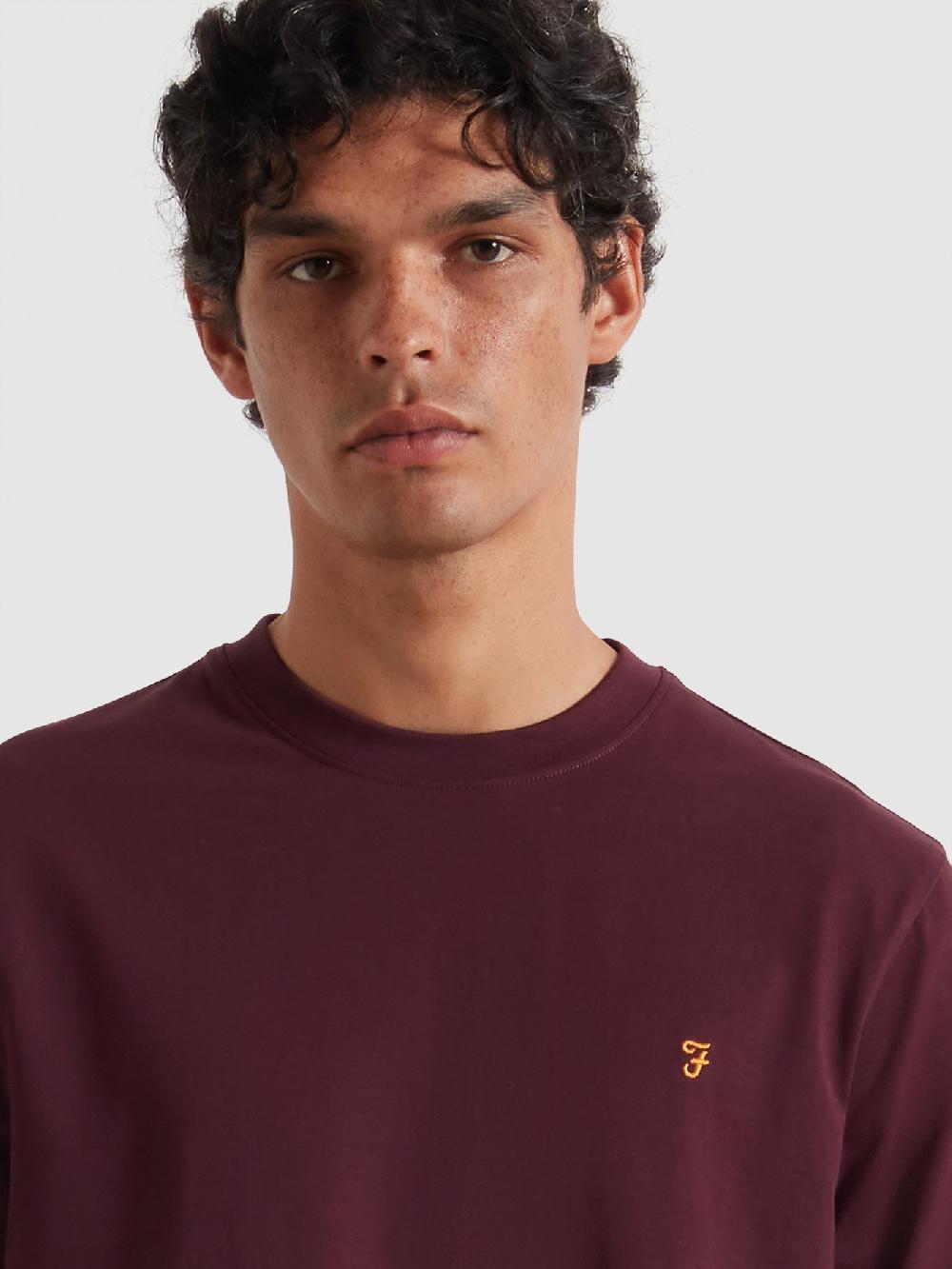 Farah Danny Regular Fit Organic Cotton T-Shirt In Bordeaux
