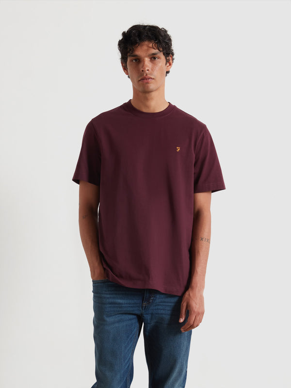 farah Danny Regular Fit Organic Cotton T-Shirt In Bordeaux