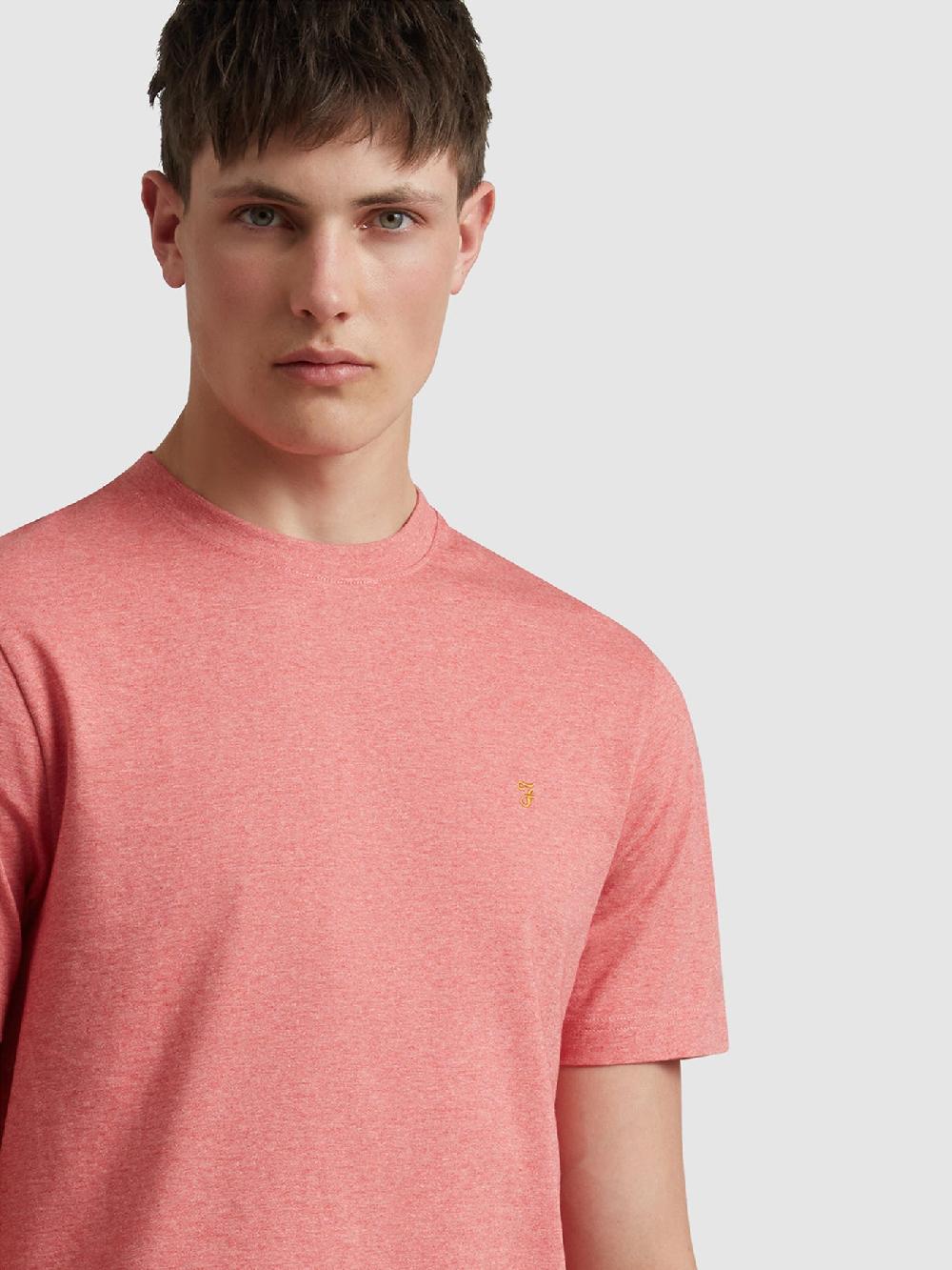Farah Danny Regular Fit Organic Cotton T-Shirt In Carnation Pink Marl