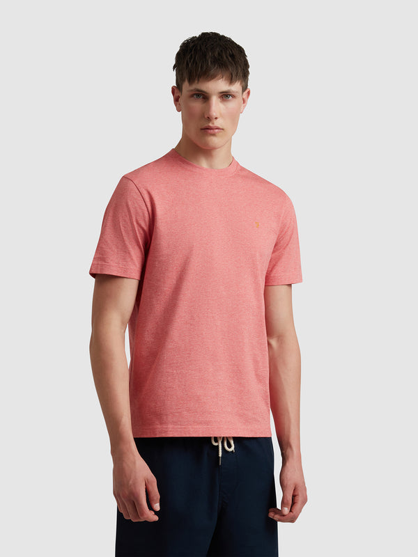 farah Danny Regular Fit Organic Cotton T-Shirt In Carnation Pink Marl