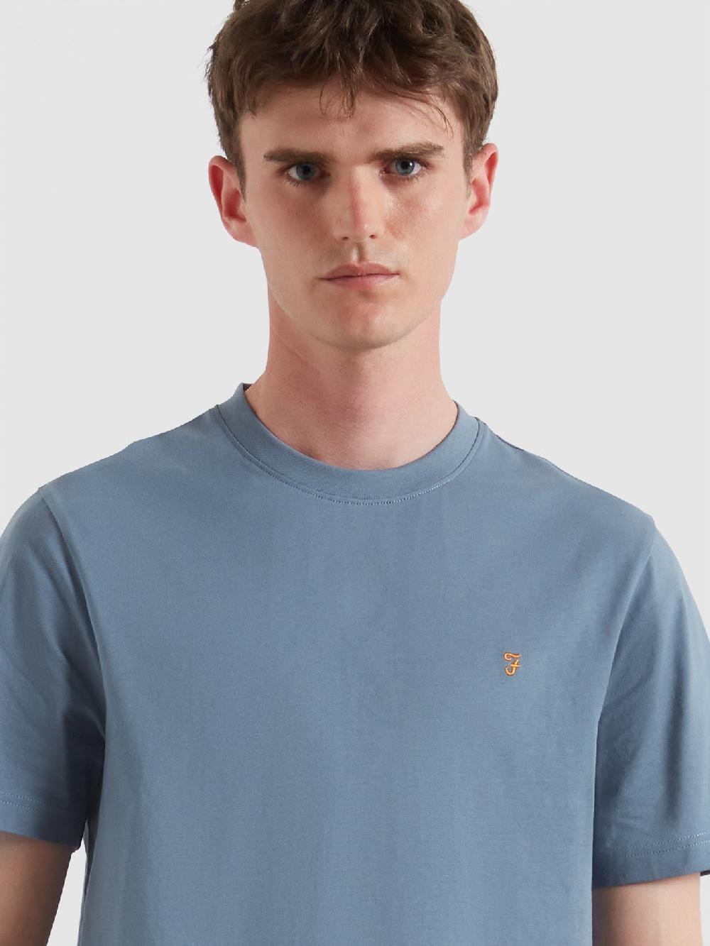 Farah Danny Regular Fit Organic Cotton T-Shirt In Chalk Blue