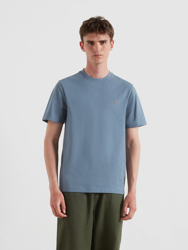 farah Danny Regular Fit Organic Cotton T-Shirt In Chalk Blue