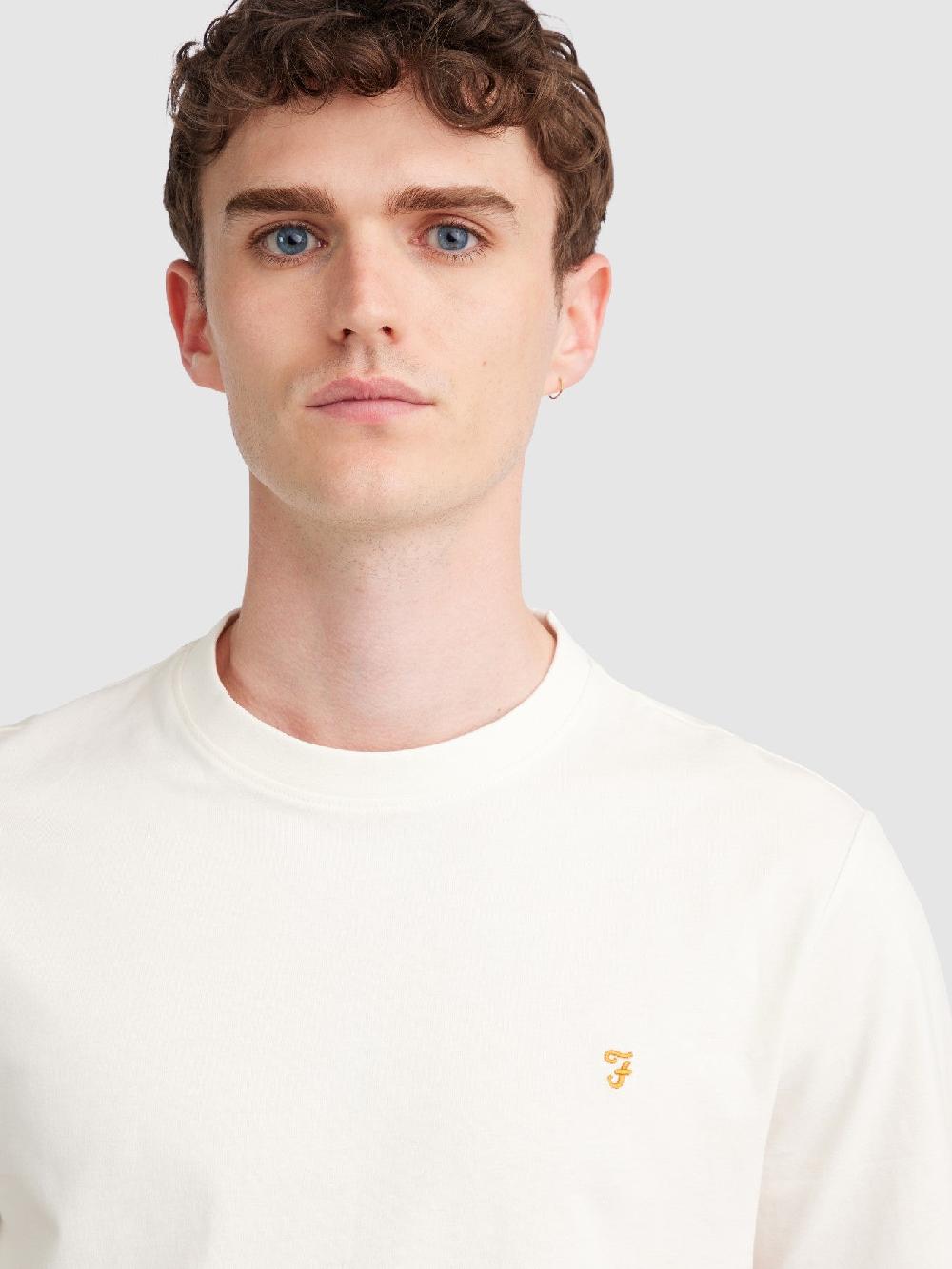 Farah Danny Regular Fit Organic Cotton T-Shirt In Ecru