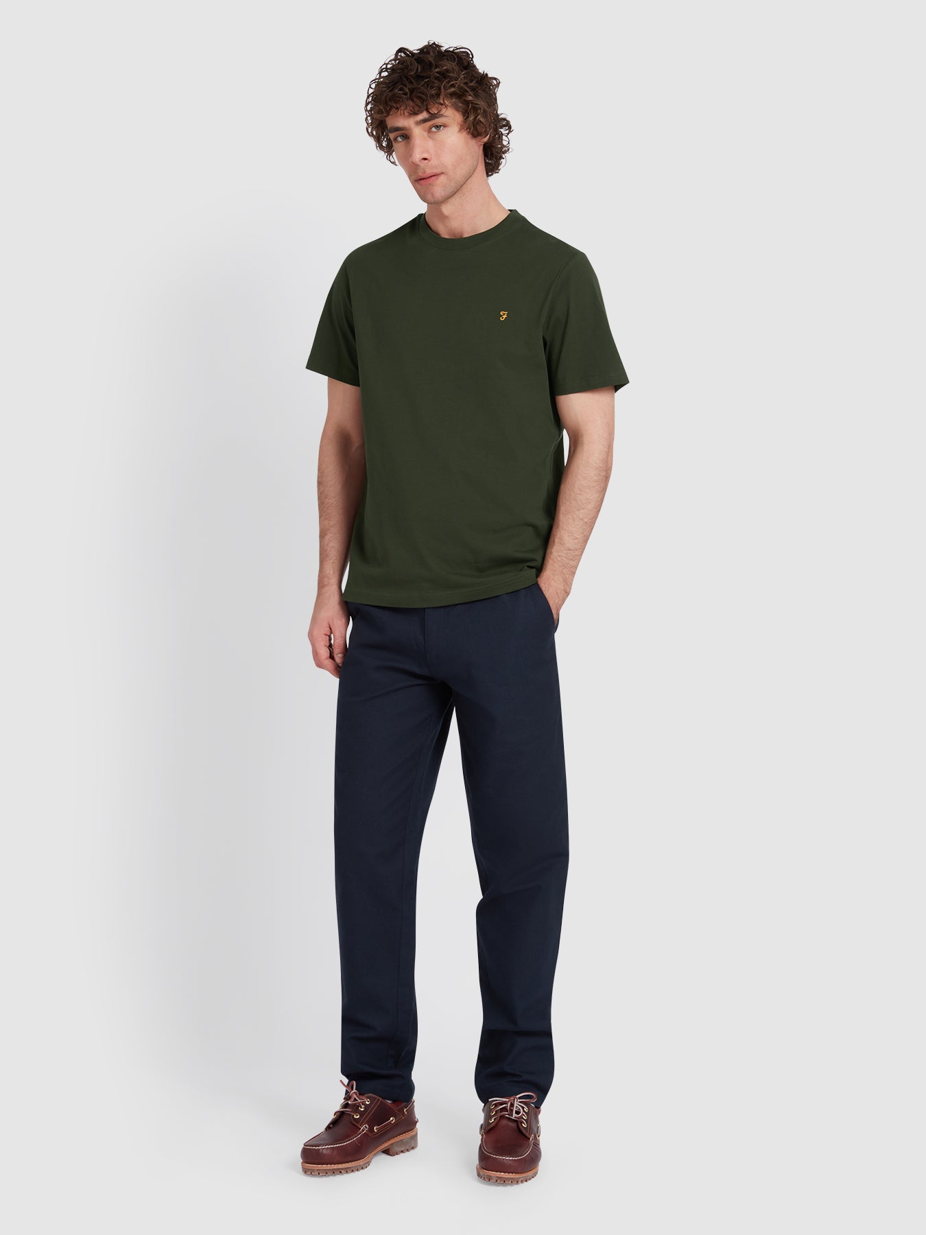 Farah Danny Regular Fit Organic Cotton T-Shirt In Evergreen
