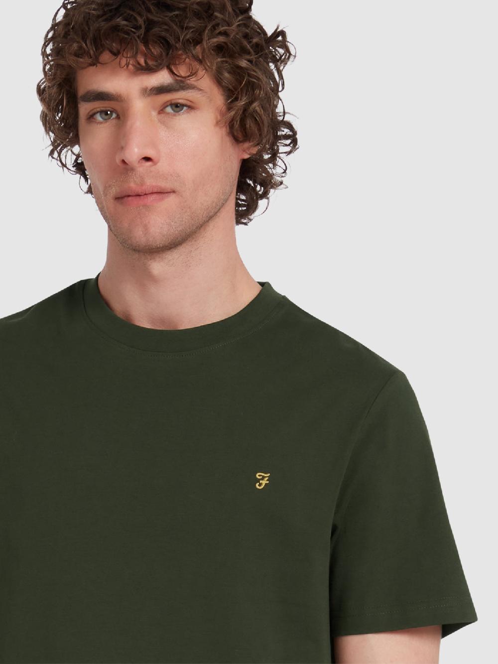 Farah Danny Regular Fit Organic Cotton T-Shirt In Evergreen