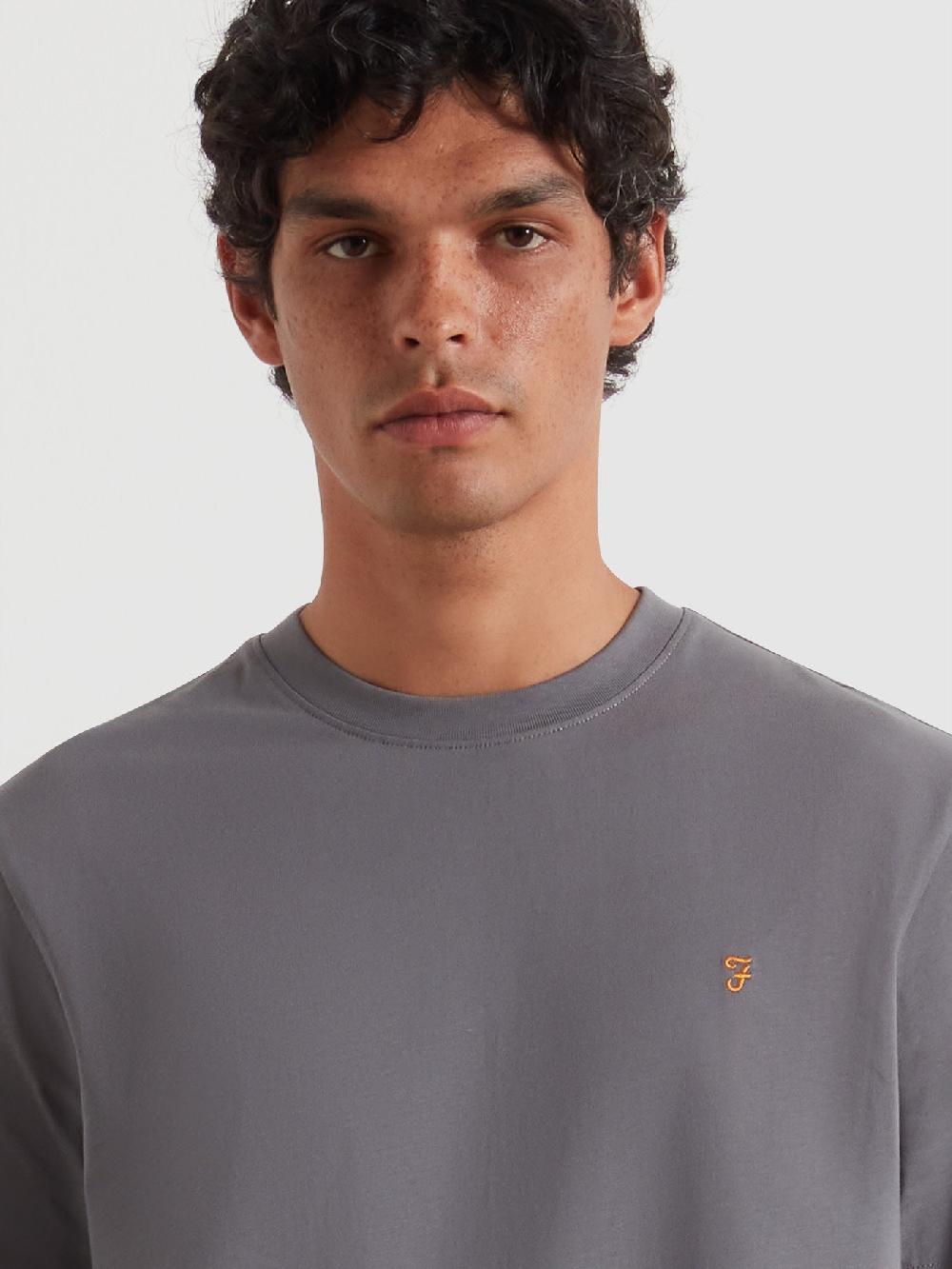 Farah Danny Regular Fit Organic Cotton T-Shirt In Grey Shade