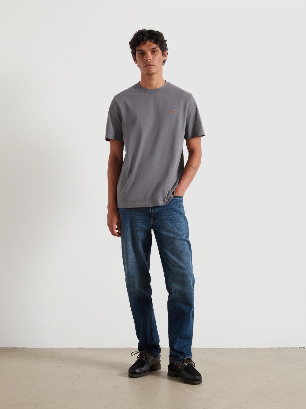 Farah Danny Regular Fit Organic Cotton T-Shirt In Grey Shade