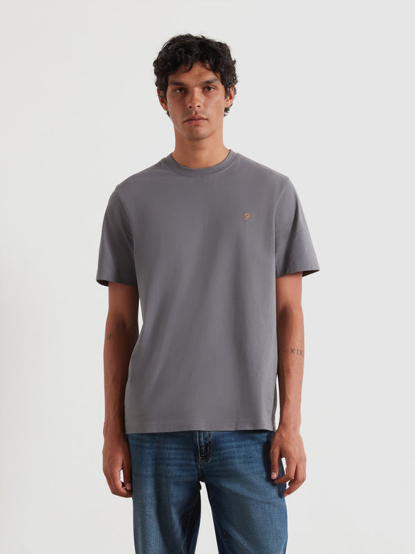 farah Danny Regular Fit Organic Cotton T-Shirt In Grey Shade
