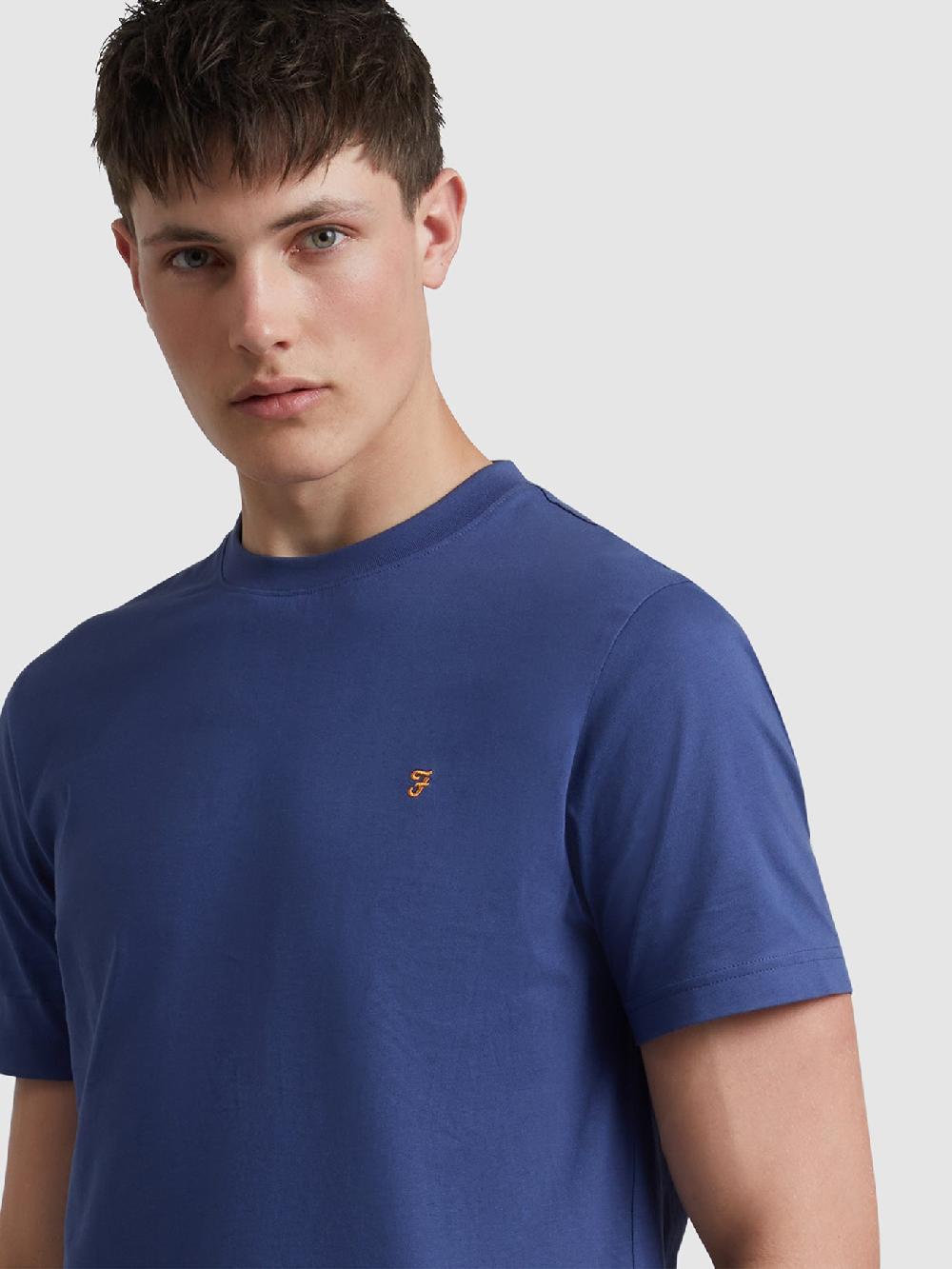 Farah Danny Regular Fit Organic Cotton T-Shirt In Sigil Blue