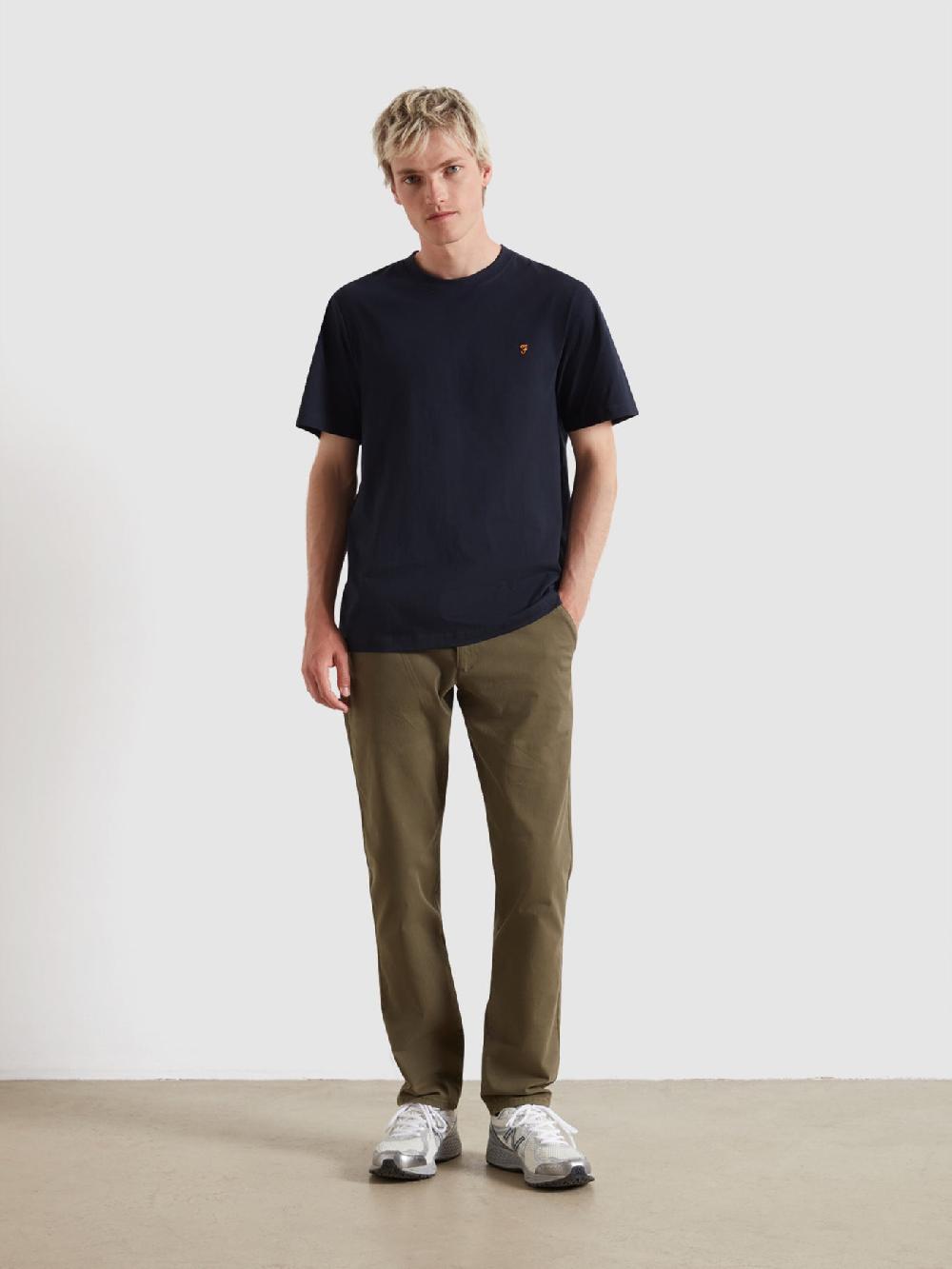 Farah Danny Regular Fit Organic Cotton T-Shirt In True Navy