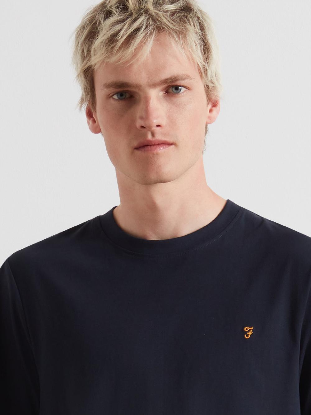 Farah Danny Regular Fit Organic Cotton T-Shirt In True Navy