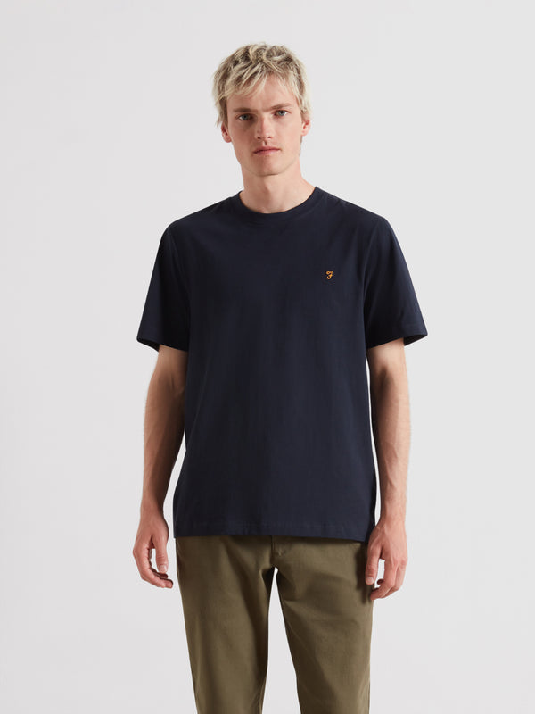 farah Danny Regular Fit Organic Cotton T-Shirt In True Navy